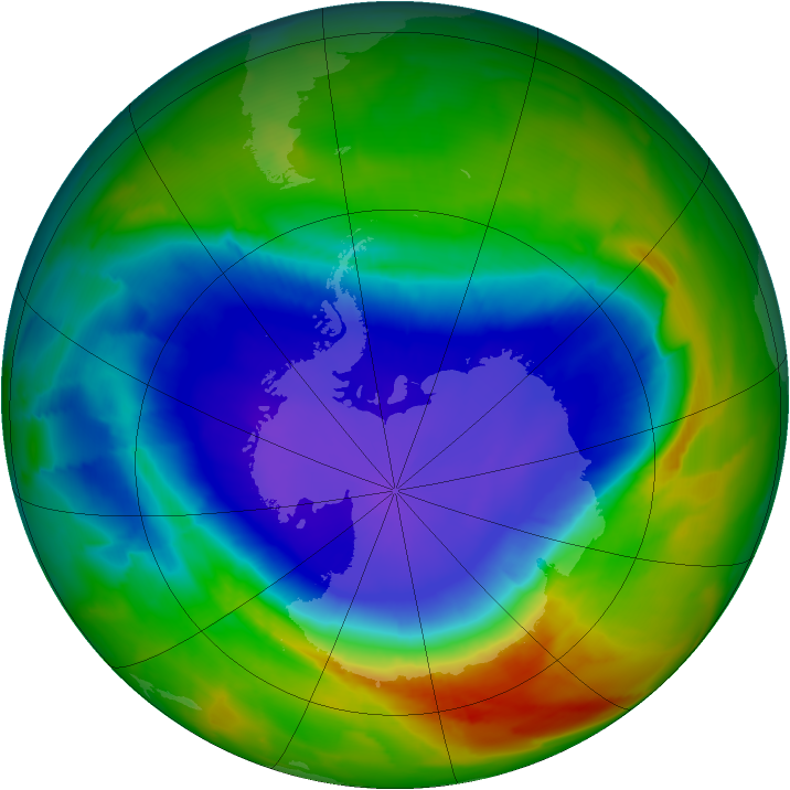 Antarctic ozone map for 30 September 2012